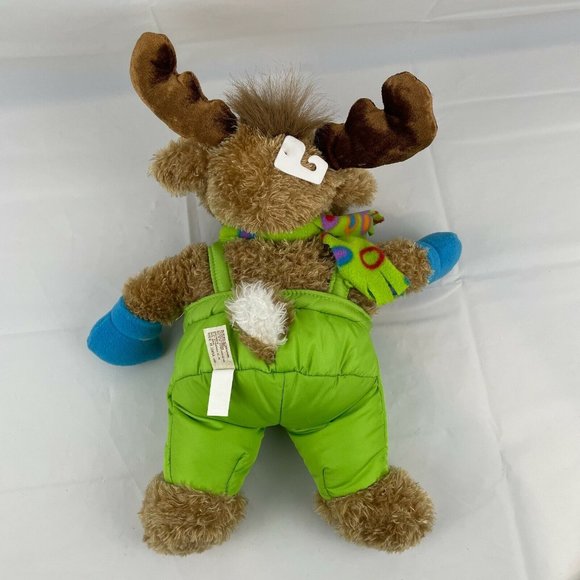 Dan Dee Moose Plush 16" Plush Green Snow Suit Scarf Gloves Stuffed Animal - Picture 2 of 6